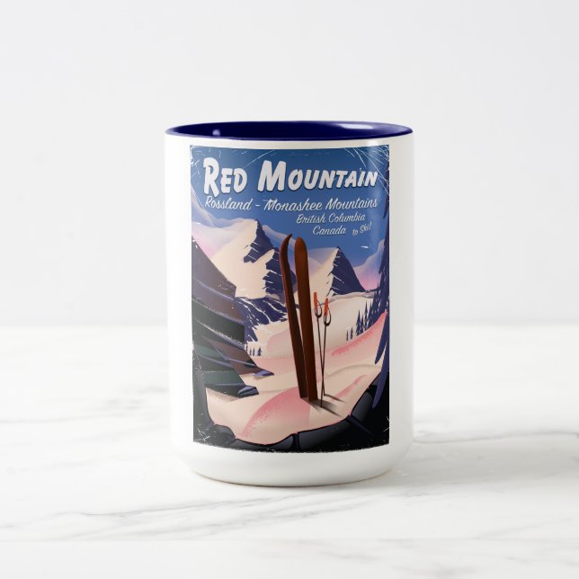 Tasse 2 Couleurs Affiche de ski Red Mountain Colombie-Britannique,  (Centre)