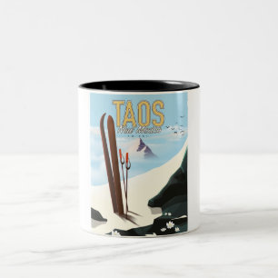 Tasse 2 Couleurs Affiche de ski Taos Nouveau-Mexique