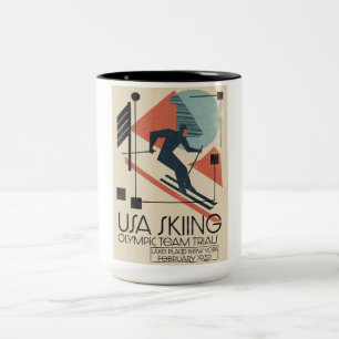 Tasse 2 Couleurs Affiche de ski USA