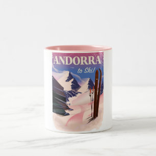 Tasse 2 Couleurs Affiche de ski vintage d'Andorre