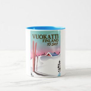Tasse 2 Couleurs Affiche de ski Vuokatti Finlande