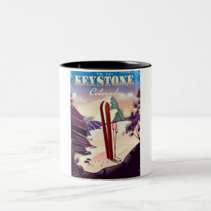 Tasse 2 Couleurs Affiche de style vintage de Keystone, Colorado Ski