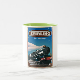 Tasse 2 Couleurs Affiche de train vintage Stirling Écosse.