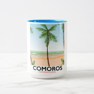 Tasse 2 Couleurs Affiche de vacances sur l'île des Comores.