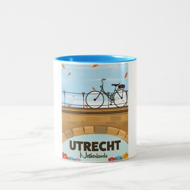 Tasse 2 Couleurs Affiche de vacances Utrecht Pays-Bas. (Centre)