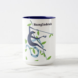 Tasse 2 Couleurs Affiche de vacances vintage du Bangladesh Monkey