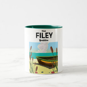 Tasse 2 Couleurs Affiche de voyage à Filey, Yorkshire bord de mer