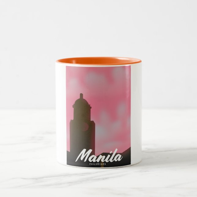 Tasse 2 Couleurs Affiche de voyage à Manille Philippines. (Centre)