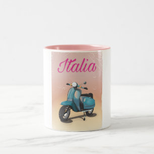Tasse 2 Couleurs Affiche de voyage à scooter Italia