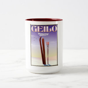 Tasse 2 Couleurs Affiche de voyage à ski Geilo, Norvège