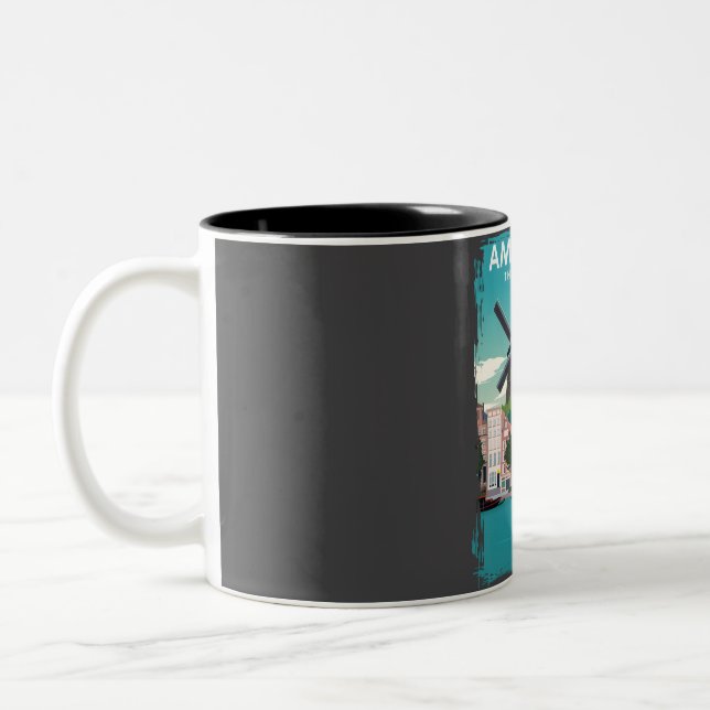 Tasse 2 Couleurs Affiche de voyage Amsterdam (Gauche)