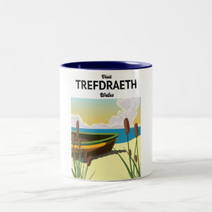 Tasse 2 Couleurs Affiche de voyage au bord de la mer à Trefdraeth