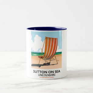 Tasse 2 Couleurs Affiche de voyage au bord de mer de Sutton on Sea.