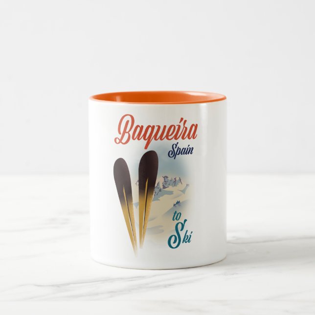 Tasse 2 Couleurs Affiche de voyage Baqueira Espagne (Centre)