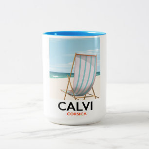 Tasse 2 Couleurs Affiche de voyage Calvi Corse