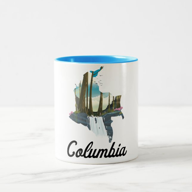 Tasse 2 Couleurs Affiche de voyage carte de Colombie (Centre)