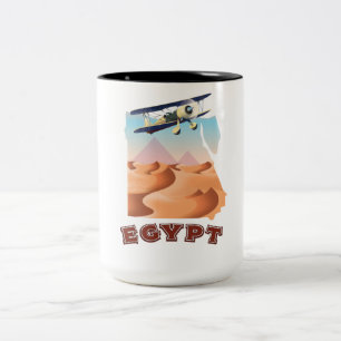 Tasse 2 Couleurs Affiche de voyage Carte de l'Égypte vintage