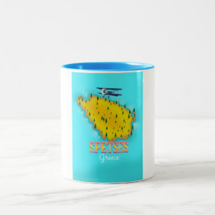 Tasse 2 Couleurs Affiche de voyage carte de l'île grecque de Spetse