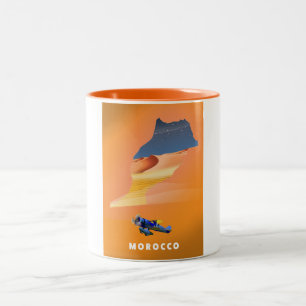 Tasse 2 Couleurs Affiche de voyage carte illustrée du Maroc impress