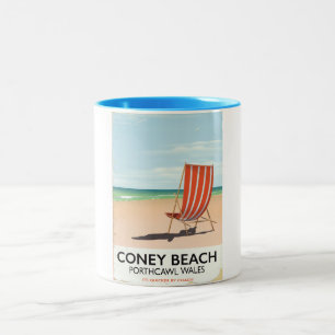 Tasse 2 Couleurs Affiche de voyage Coney Beach Porthcawl au Pays de