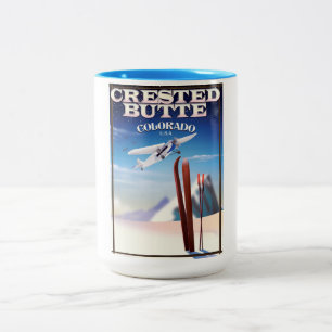 Tasse 2 Couleurs Affiche de voyage Crested Butte Colorado