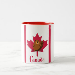 Tasse 2 Couleurs Affiche de voyage de bande dessinée de castor cana
