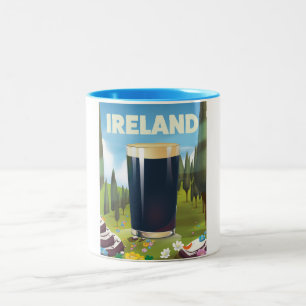 Tasse 2 Couleurs Affiche de voyage de bière d'Irlande