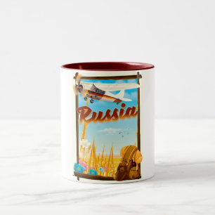 Tasse 2 Couleurs Affiche de voyage de dessin animé de paysage de fe