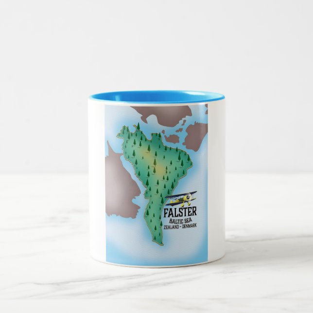 Tasse 2 Couleurs Affiche de voyage de Falster Island Danemark. (Centre)