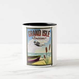 Tasse 2 Couleurs Affiche de voyage de Grand Isle, Louisiane 