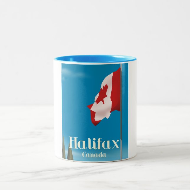 Tasse 2 Couleurs Affiche de voyage de Halifax Canada (Centre)