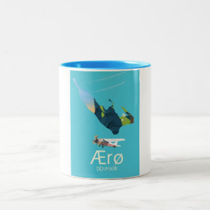 Tasse 2 Couleurs Affiche de voyage de la carte de Ærø, Danemark