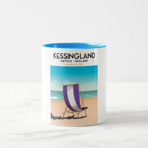 Tasse 2 Couleurs Affiche de voyage de la plage de Kessingland, Suff