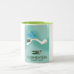 Tasse 2 Couleurs Affiche de voyage de l'île baléare de Formentera C