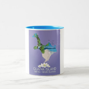 Tasse 2 Couleurs Affiche de voyage de l'île Guana des îles Vierges