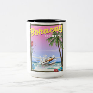 Tasse 2 Couleurs Affiche de voyage de plage de Boracay Philippines