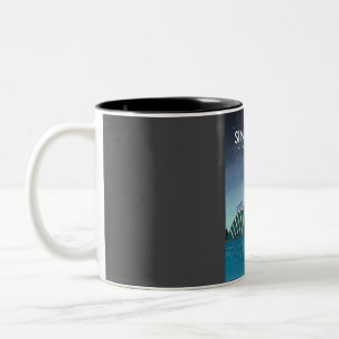 Tasse 2 Couleurs Affiche de voyage de Singapour en soirée