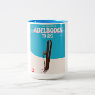 Tasse 2 Couleurs Affiche de voyage de ski à Adelboden Suisse