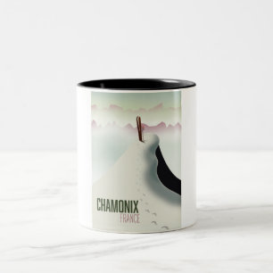 Tasse 2 Couleurs Affiche de voyage de ski Chamonix France