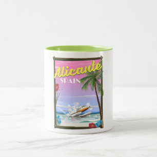 Tasse 2 Couleurs Affiche de voyage de style vintage Alicante Espagn