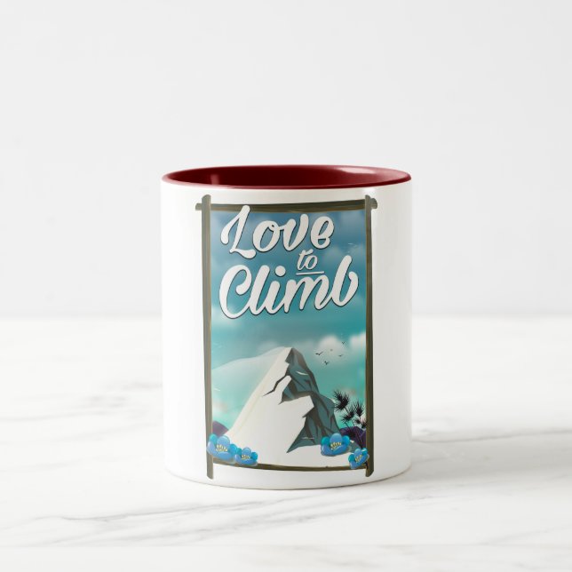 Tasse 2 Couleurs Affiche de voyage de style vintage Love to Climb (Centre)