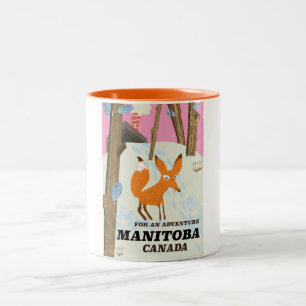 Tasse 2 Couleurs Affiche de voyage de style vintage Manitoba Canada