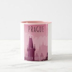 Tasse 2 Couleurs Affiche de voyage de style vintage Prague Républiq