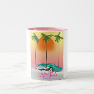 Tasse 2 Couleurs Affiche de voyage de style vintage Tampa Floride