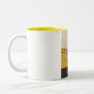 Tasse 2 Couleurs Affiche de voyage de style vintage Toscane Italie