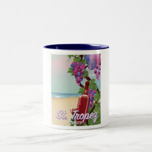 Tasse 2 Couleurs affiche de voyage de vin de St. Tropez France