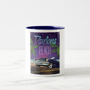 Tasse 2 Couleurs Affiche de voyage de voiture vintage de Daytona Be
