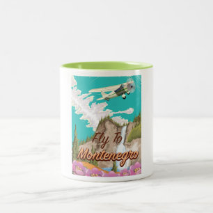 Tasse 2 Couleurs Affiche de voyage de vol vintage Montenegro