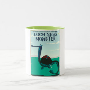Tasse 2 Couleurs Affiche de voyage drôle du monstre du Loch Ness