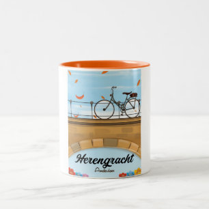 Tasse 2 Couleurs Affiche de voyage du canal Herengracht Amsterdam